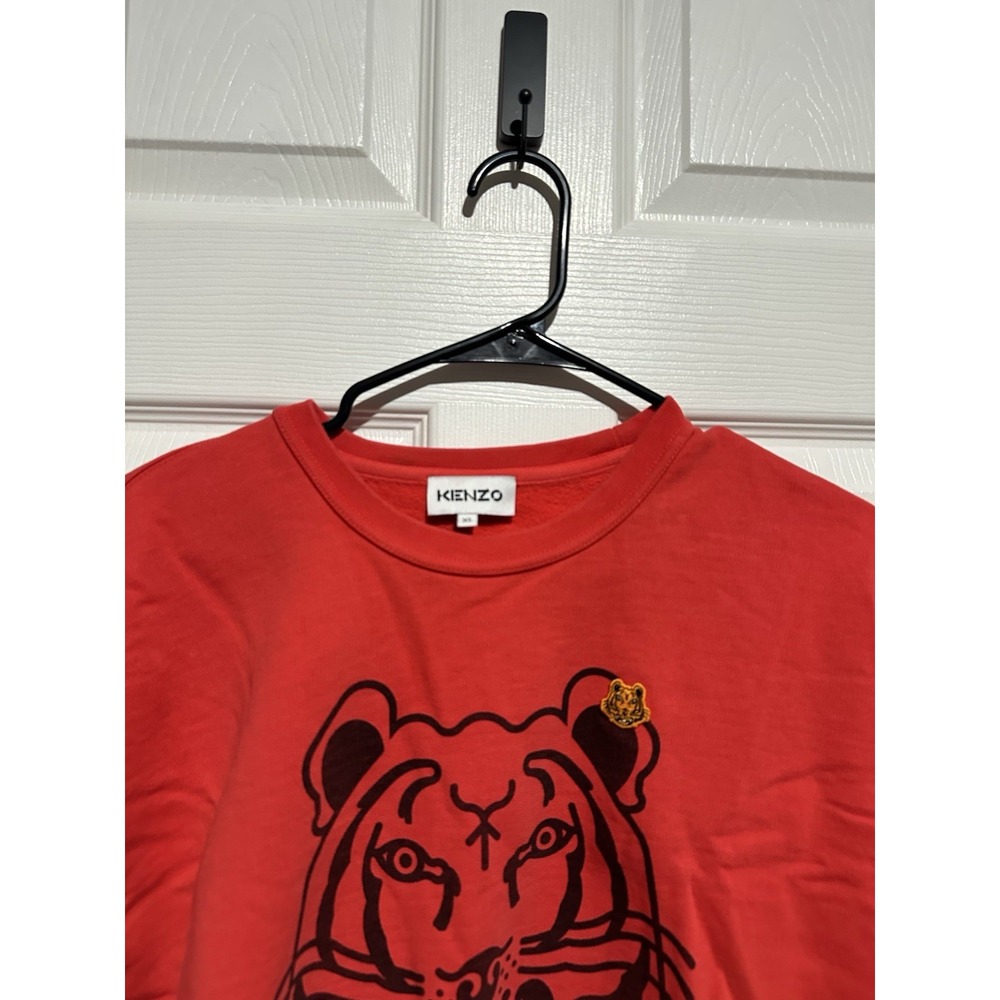 Kenzo Paris Tiger Head Red Cotton Fleece Crewneck Jumper Sweater Womens Size XL - Picture 4 of 7
